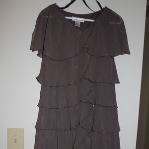 Patra layered cocoa chiffon party dress sz 6P